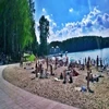 Część olsztyńskiej plaży z zakazem kąpieli